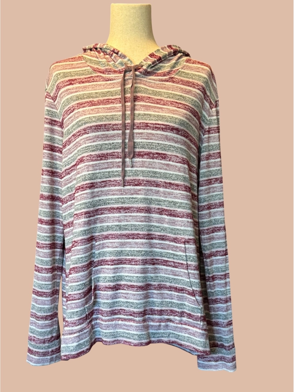 Market & Spruce Striped Rayon Blend Hoodie XL